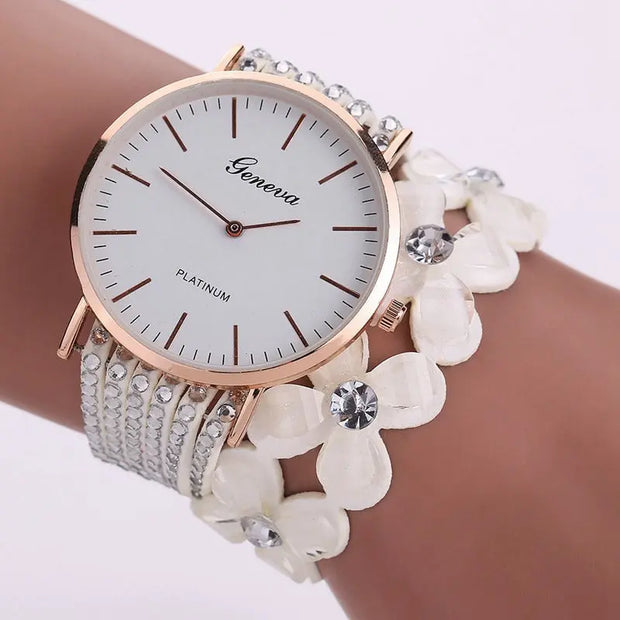 Fashion Geneva Flowers Watches Women Dress Elegant Quartz Bracelet Ladies Watch Crystal Diamond Wrist Watch Gift Reloj Mujer Urban Essentials