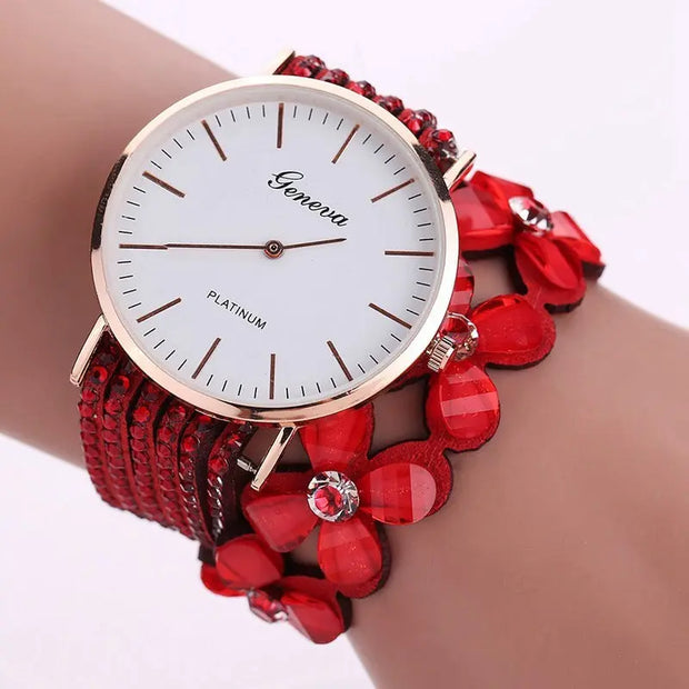 Fashion Geneva Flowers Watches Women Dress Elegant Quartz Bracelet Ladies Watch Crystal Diamond Wrist Watch Gift Reloj Mujer Urban Essentials