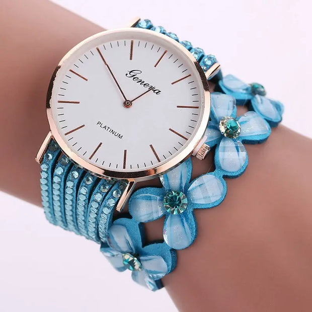 Fashion Geneva Flowers Watches Women Dress Elegant Quartz Bracelet Ladies Watch Crystal Diamond Wrist Watch Gift Reloj Mujer Urban Essentials