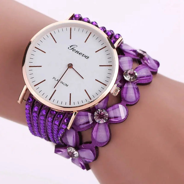 Fashion Geneva Flowers Watches Women Dress Elegant Quartz Bracelet Ladies Watch Crystal Diamond Wrist Watch Gift Reloj Mujer Urban Essentials