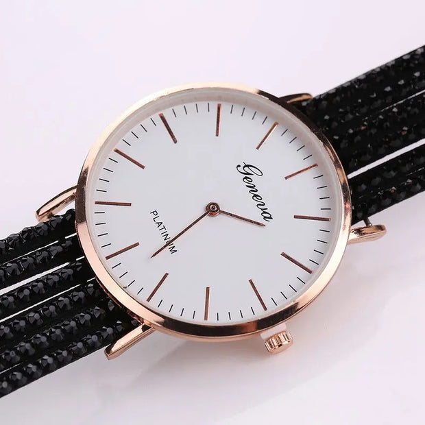 Fashion Geneva Flowers Watches Women Dress Elegant Quartz Bracelet Ladies Watch Crystal Diamond Wrist Watch Gift Reloj Mujer Urban Essentials